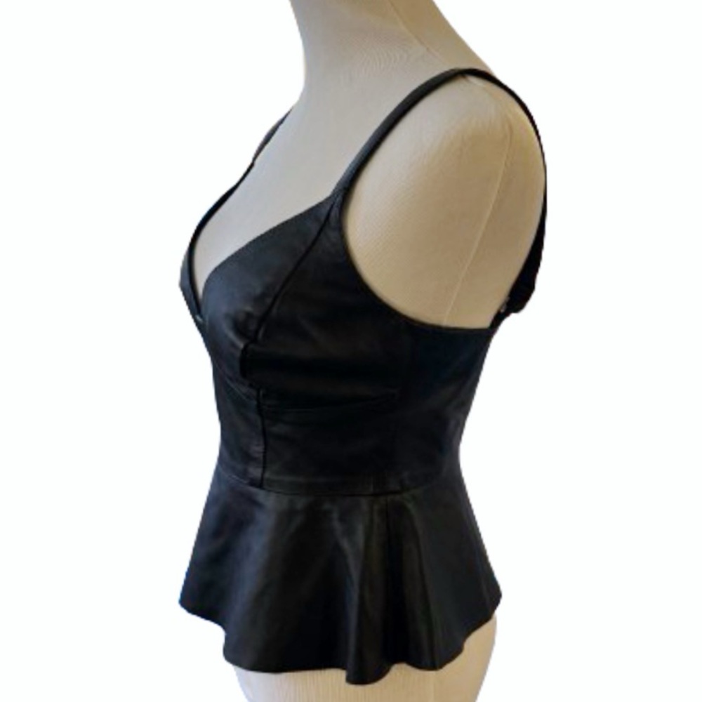 Rosa Cha Leather Bustier Peplum Top - Picture 2 of 9